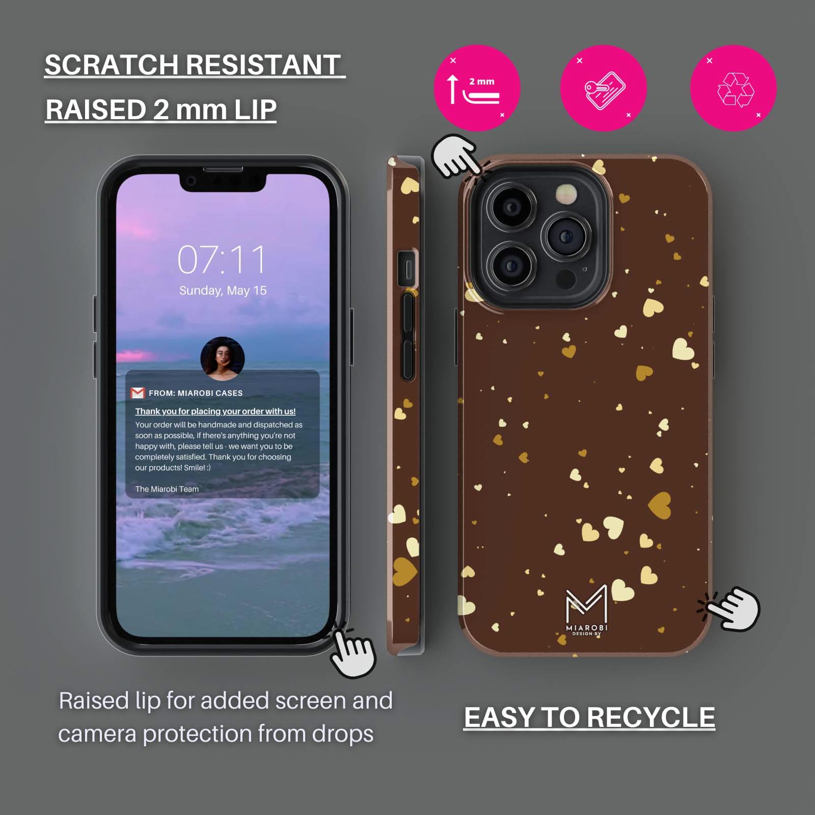 Chocolate Love Phone Case — aesthetic designer phone case, Miarobi, view 4