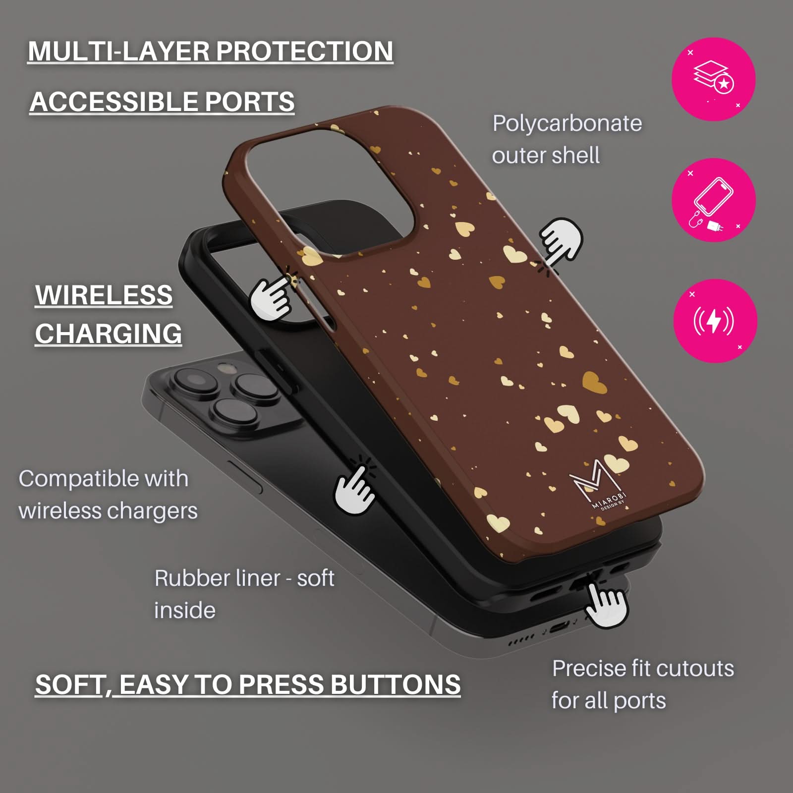 Chocolate Love Phone Case — aesthetic designer phone case, Miarobi, view 3