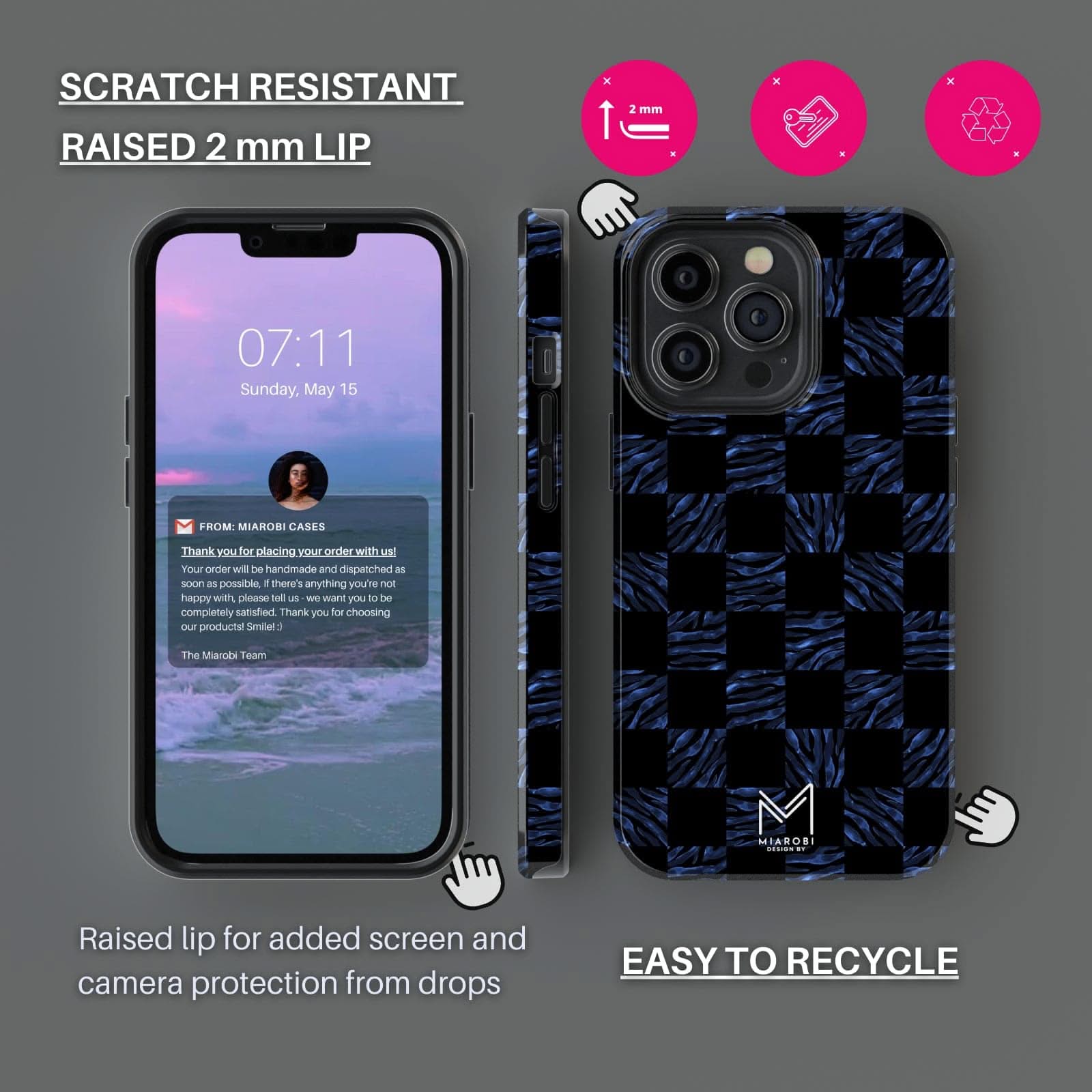 Checkered (Black & Blue) Phone Case - Miarobi Design By