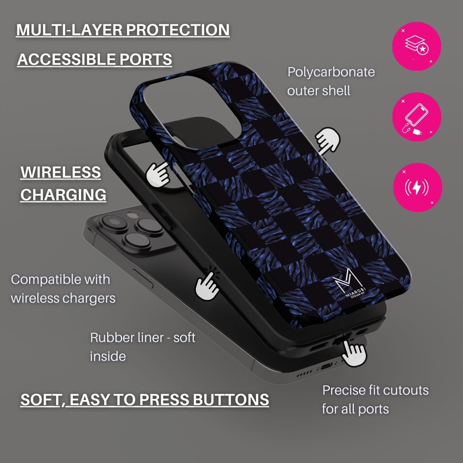 Checkered (Black & Blue) Phone Case - Miarobi Design By