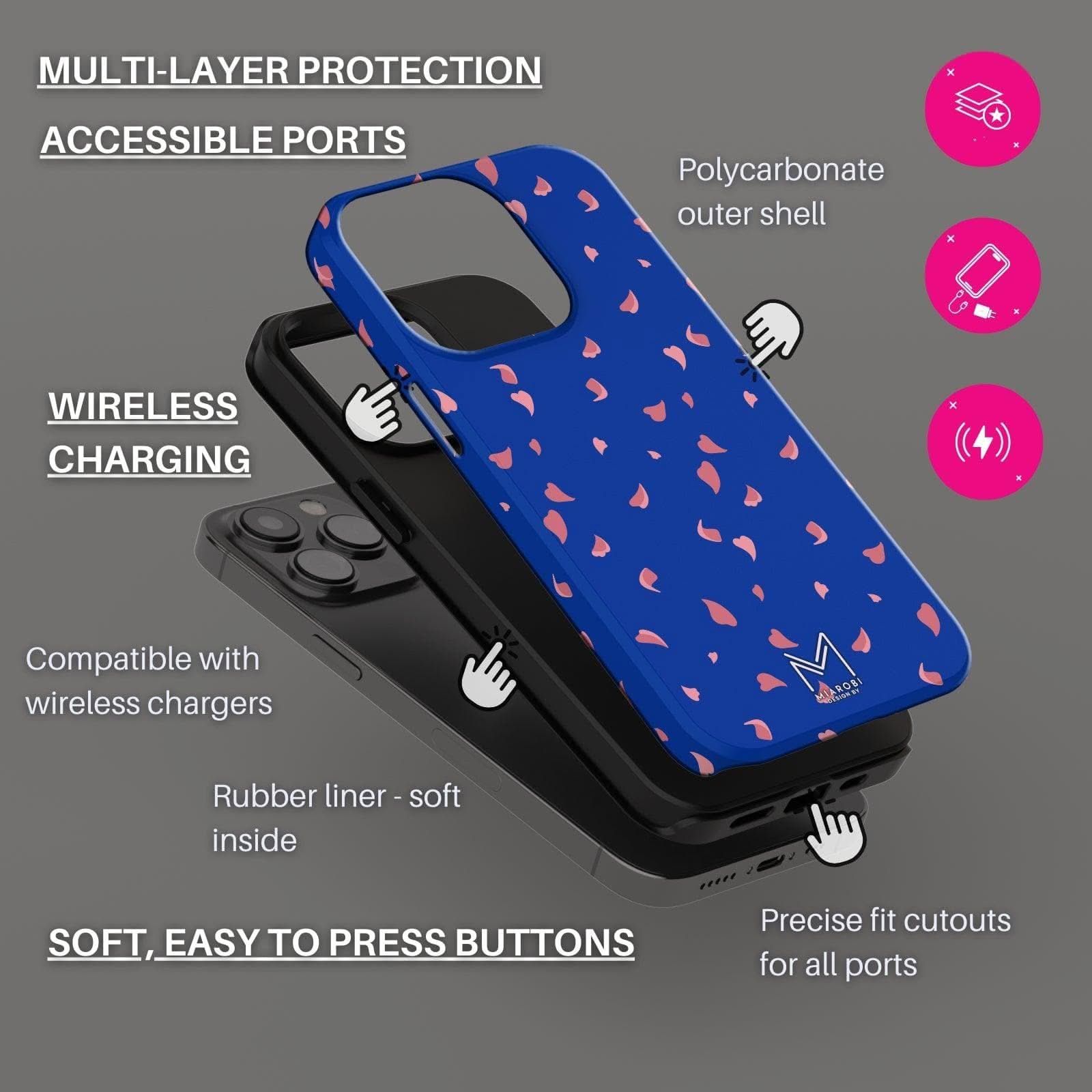Cherry Blossom (Blue) Phone Case — aesthetic designer phone case, Miarobi, view 3