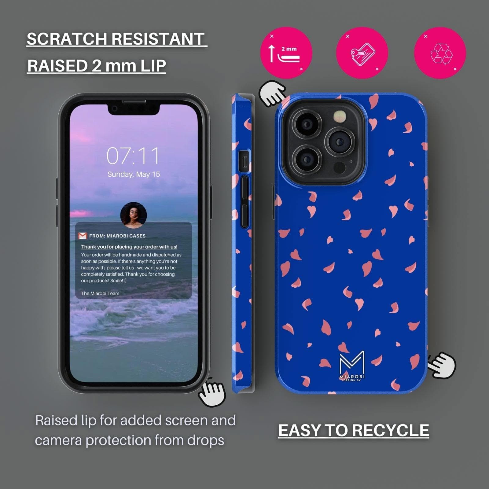 Cherry Blossom (Blue) Phone Case — aesthetic designer phone case, Miarobi, view 4