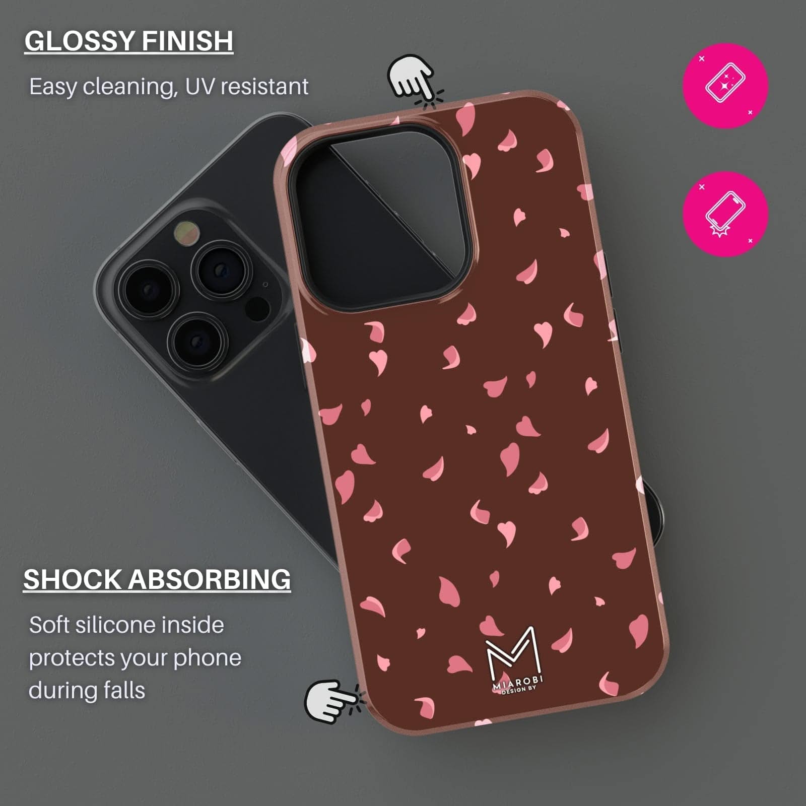 Cherry Blossom (Brown) Phone Case — aesthetic designer phone case, Miarobi, view 2