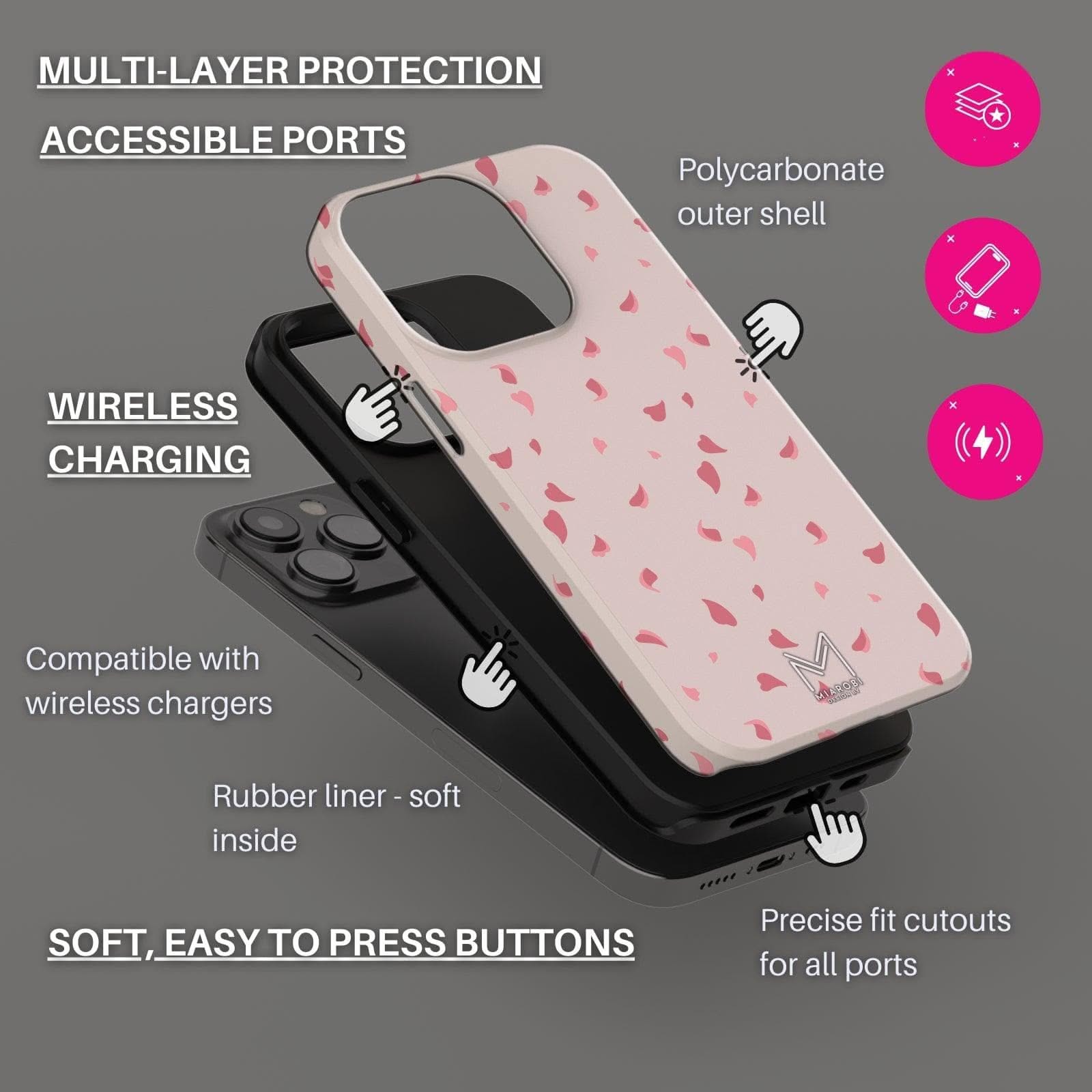 Cherry Blossom (Latte) Phone Case — aesthetic designer phone case, Miarobi, view 3