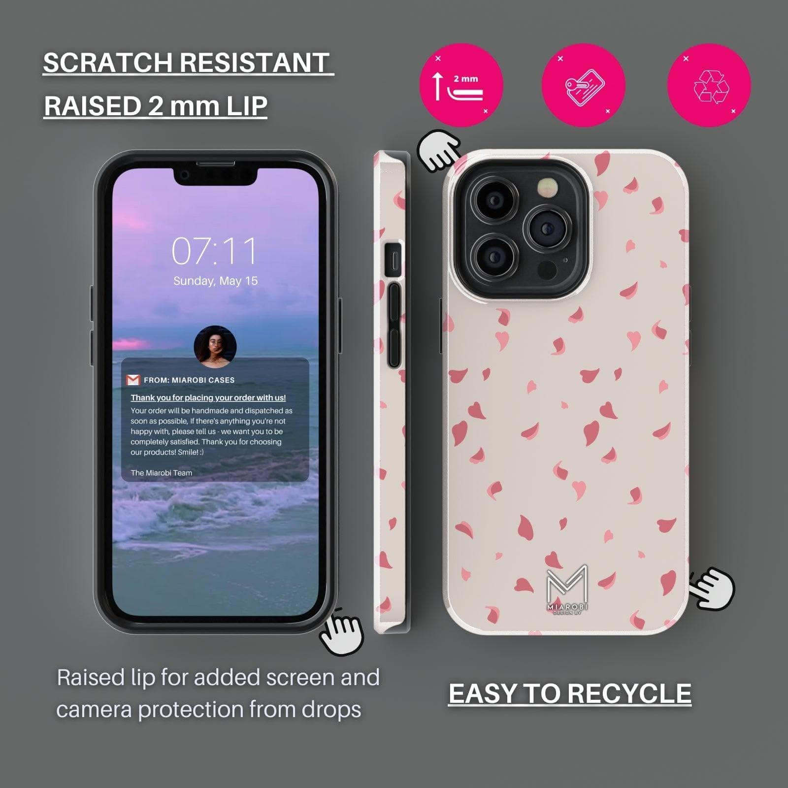 Cherry Blossom (Latte) Phone Case — aesthetic designer phone case, Miarobi, view 4