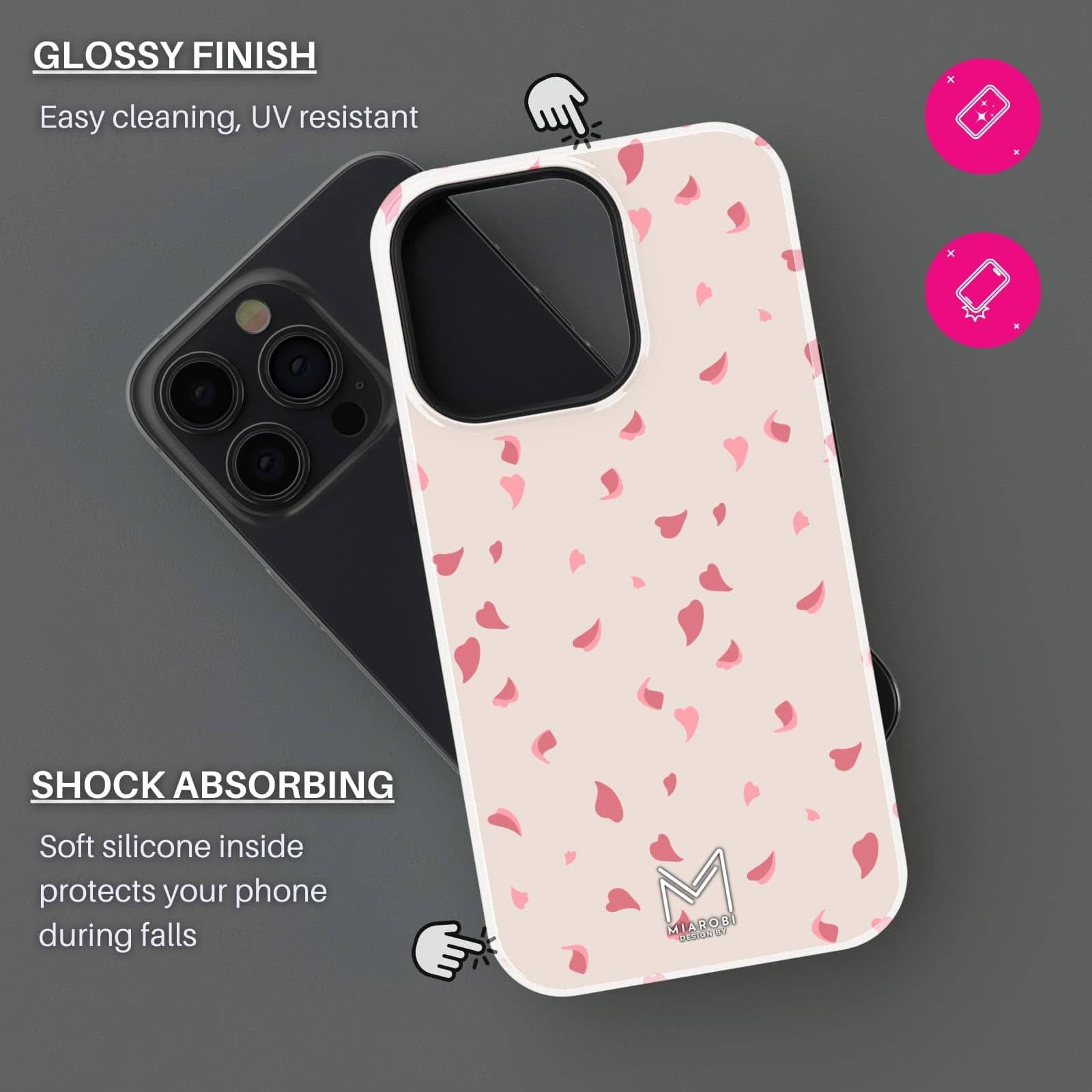 Cherry Blossom (Latte) Phone Case — aesthetic designer phone case, Miarobi, view 2