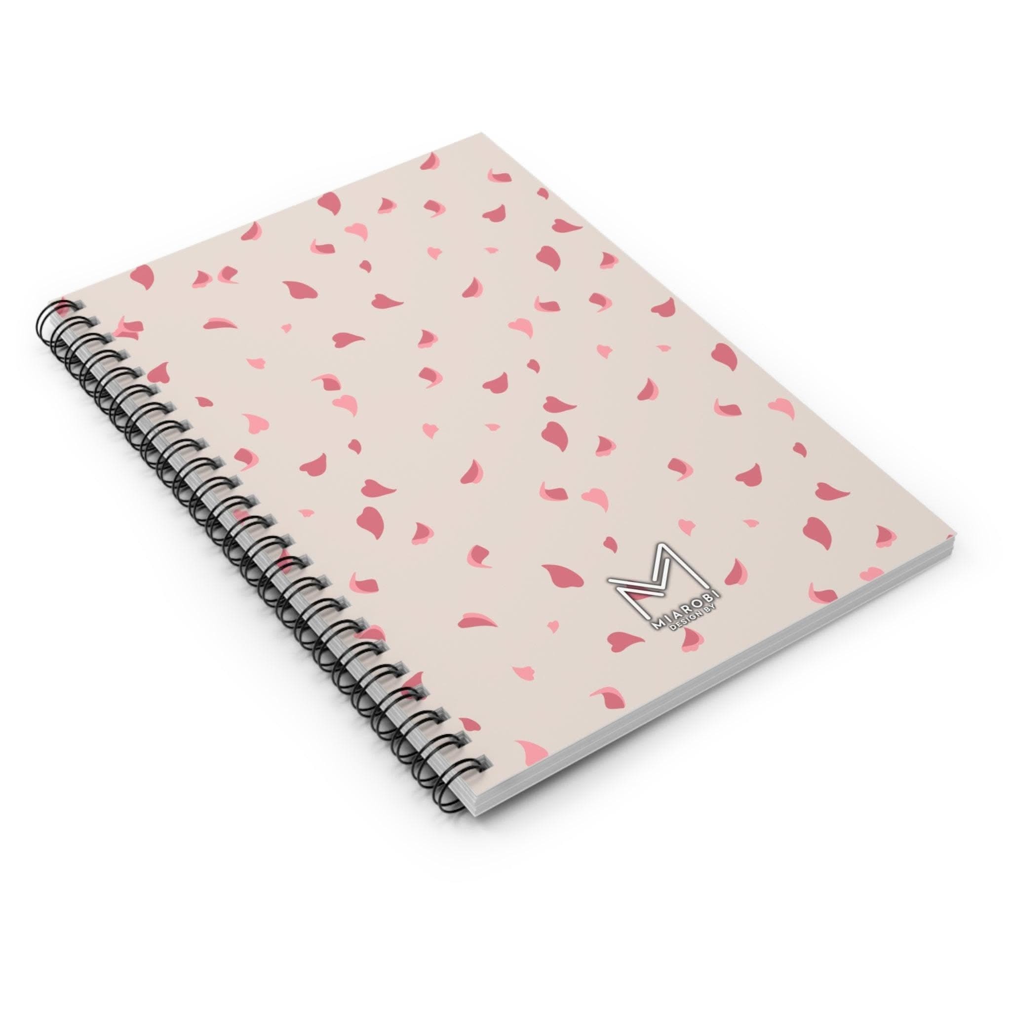 Miarobi cherry blossom aesthetic A5 spiral notebook, floral latte cover with lined 90 gsm lay-flat pages