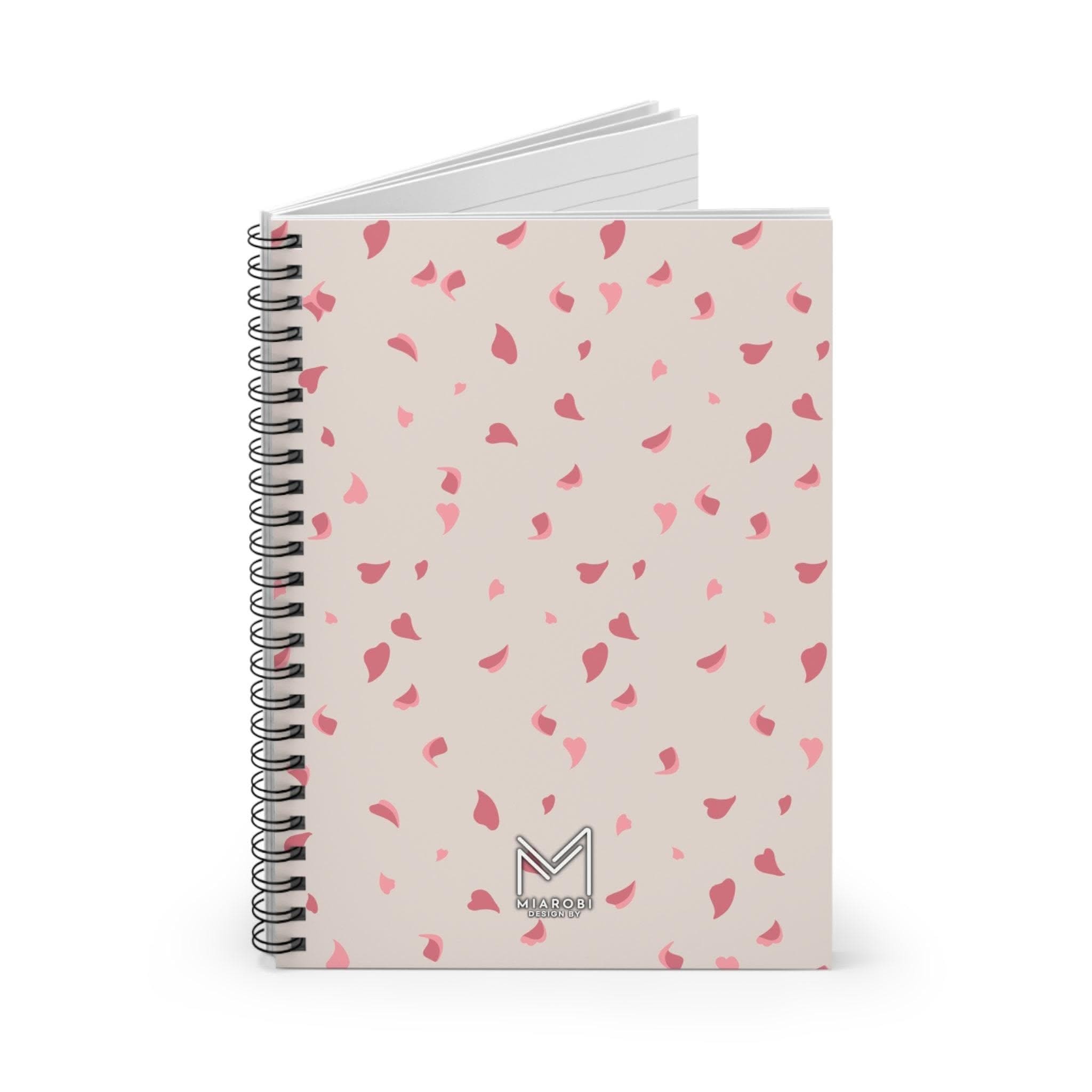 Miarobi cherry blossom aesthetic A5 spiral notebook, floral latte cover with lined 90 gsm lay-flat pages