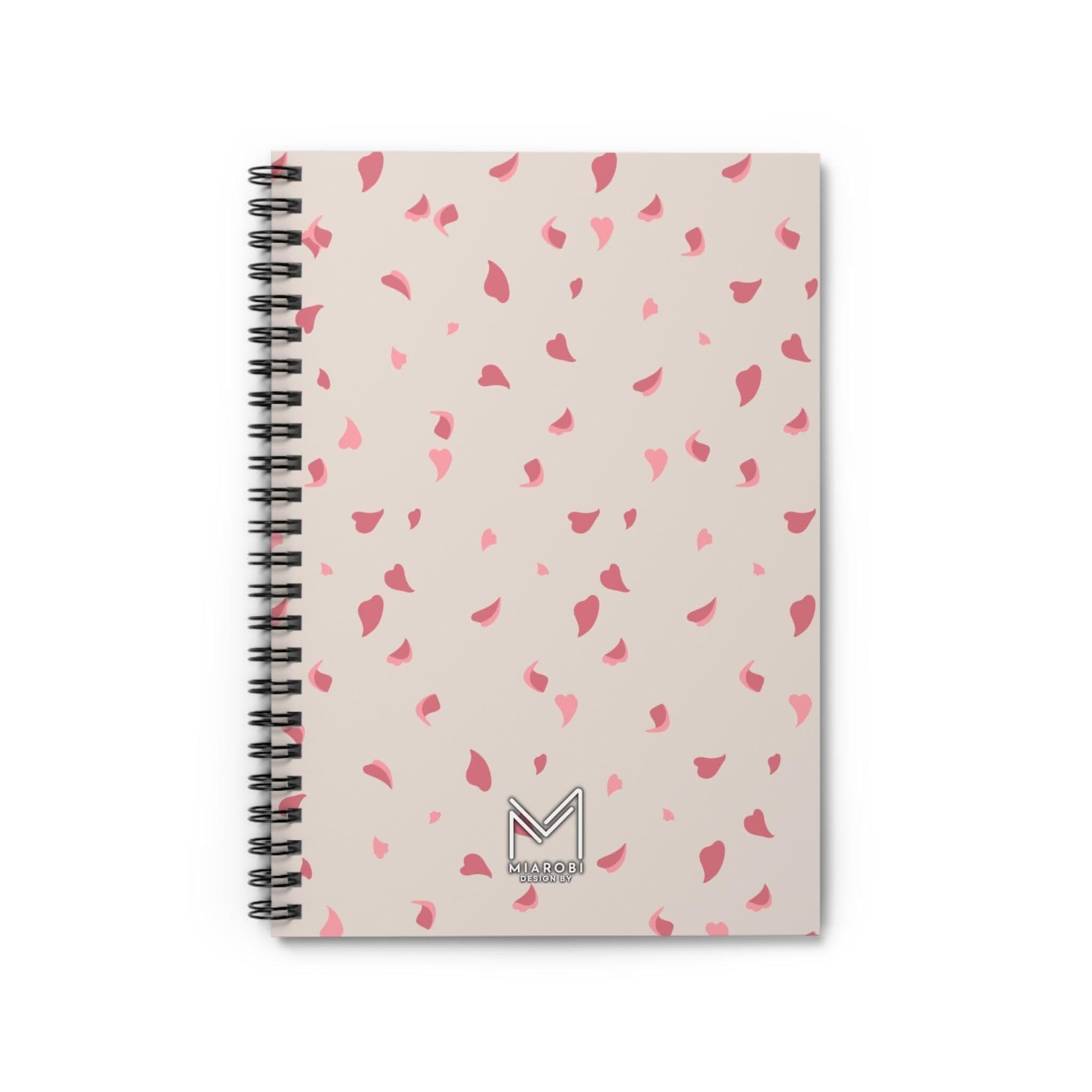 Cherry Blossom Latte spiral notebook with delicate pink and cream blossom cover art