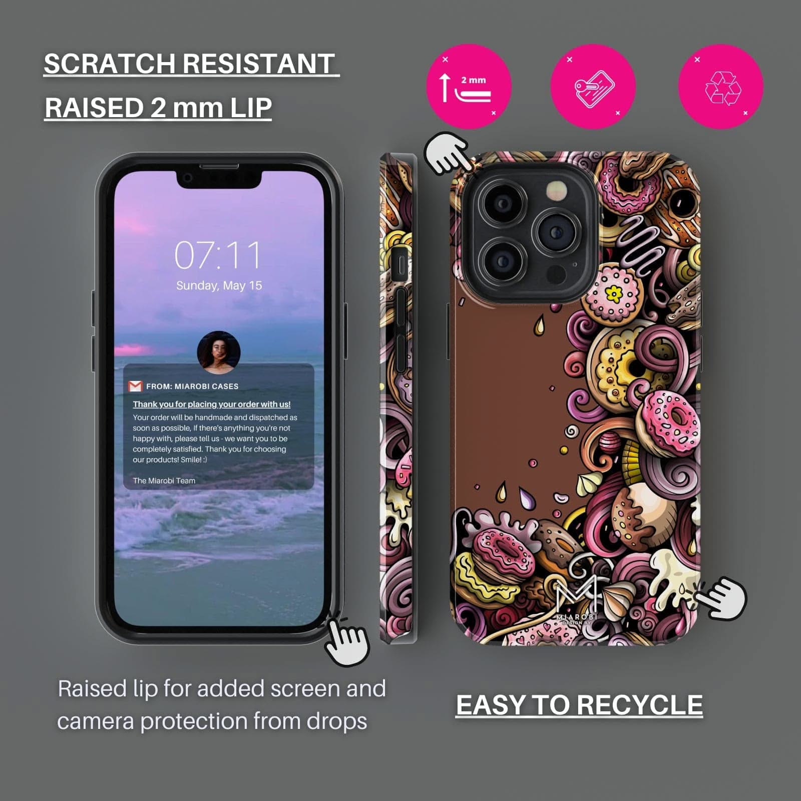 Donut Drama (Brown) Phone Case - Miarobi Design By