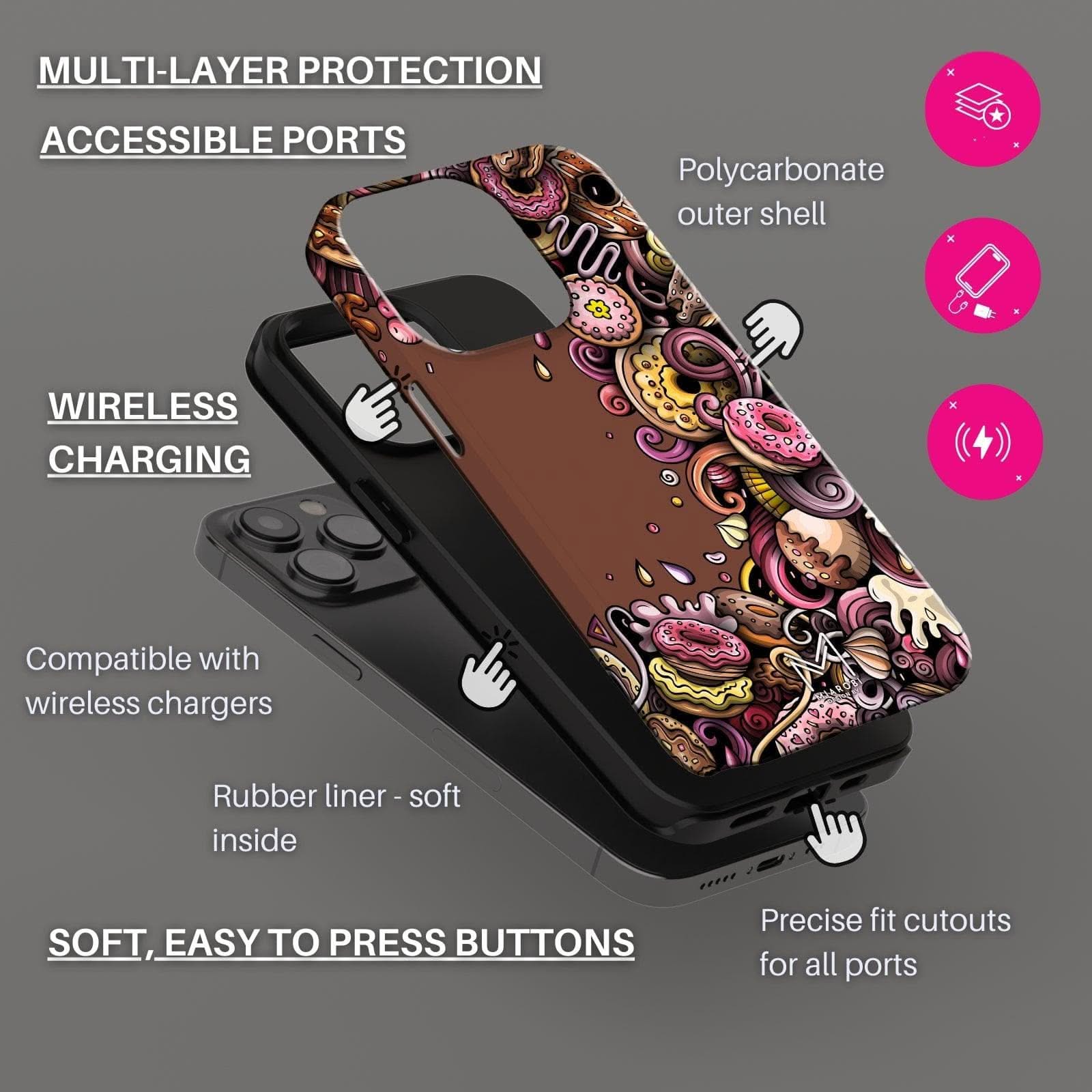 Donut Drama (Brown) Phone Case - Miarobi Design By