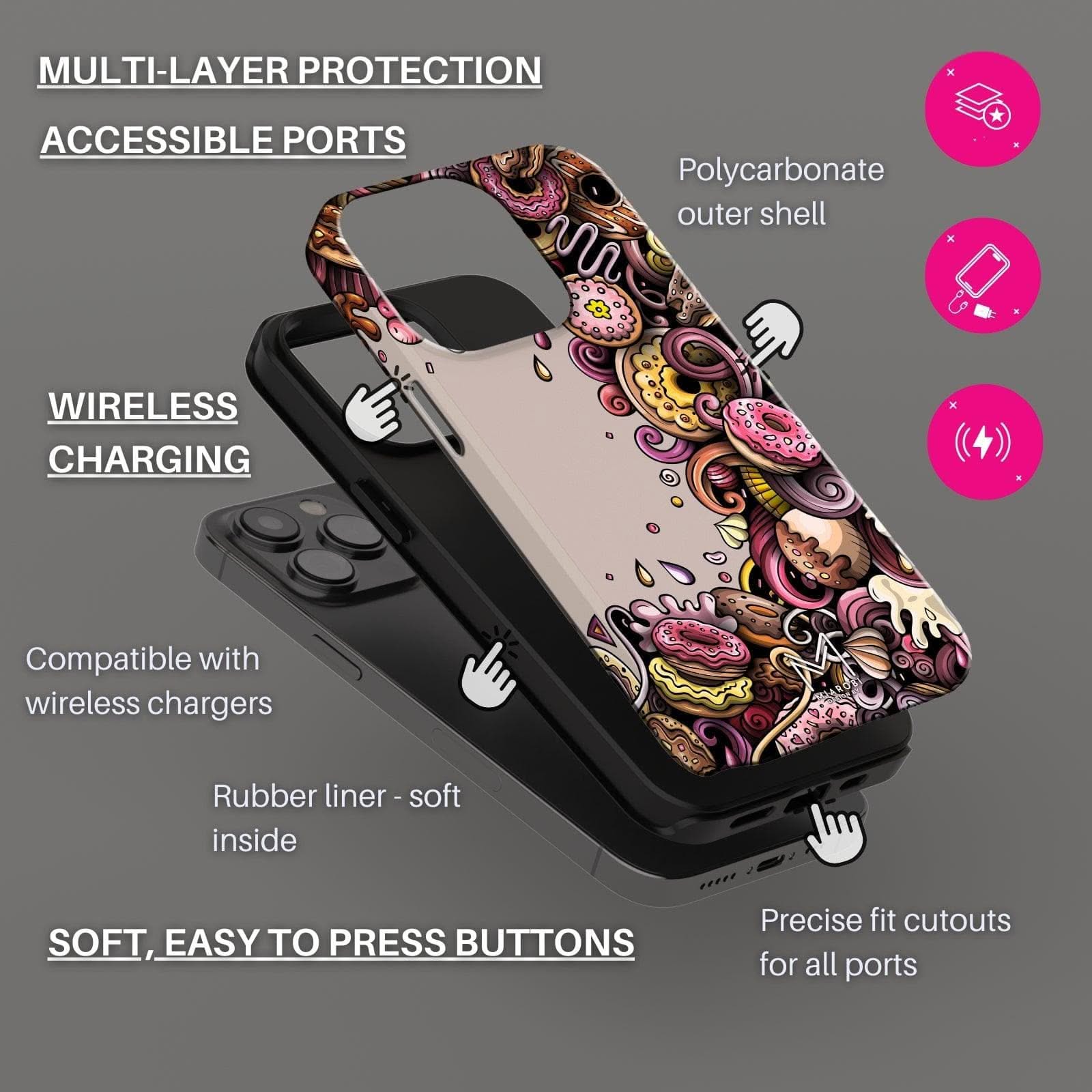 Donut Drama (Latte) Phone Case - Miarobi Design By