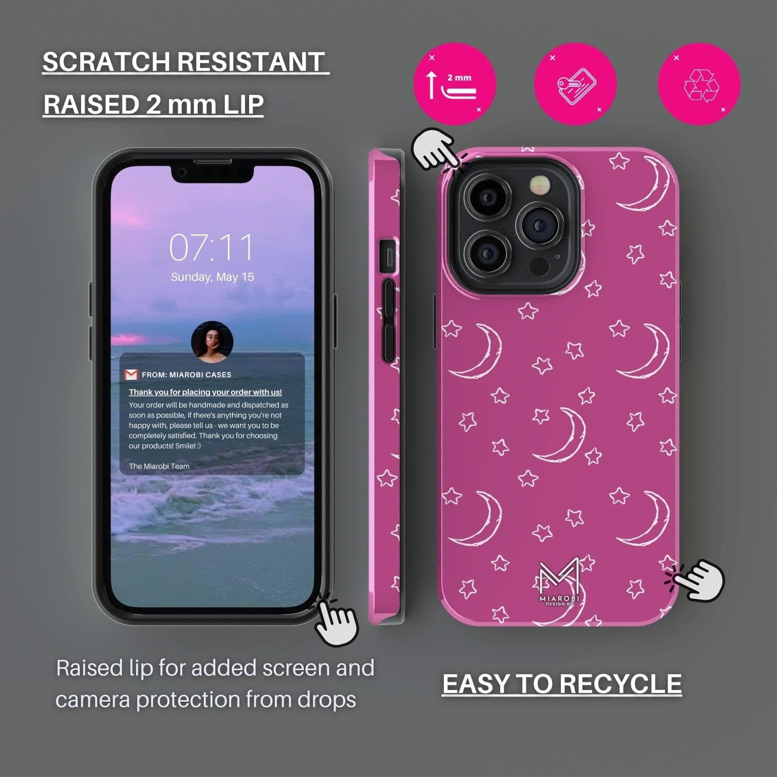 Moon & Stars (Pink) Phone Case - Miarobi Design By