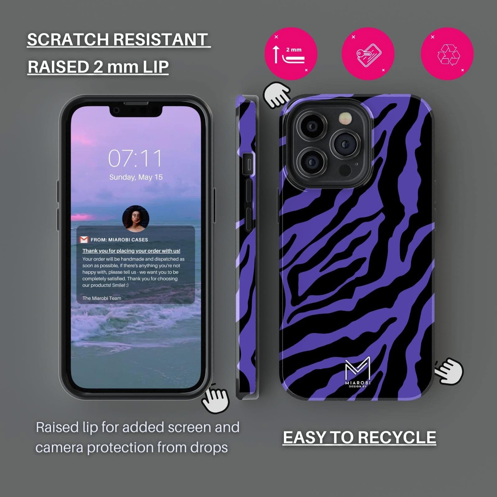 Power Stripes Confidence (Blue) Phone Case - Miarobi Design By