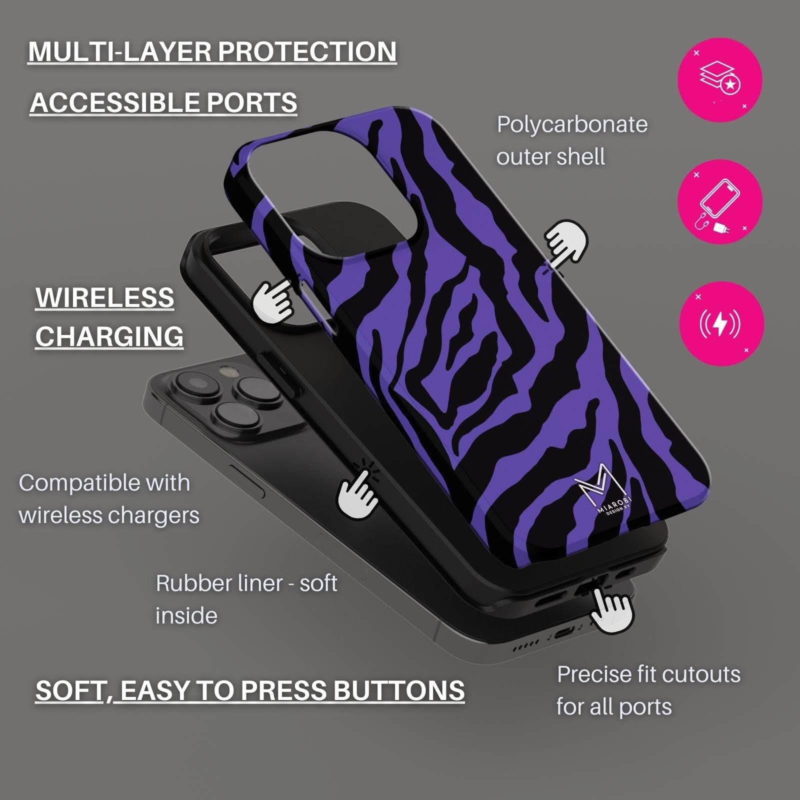 Power Stripes Confidence (Blue) Phone Case - Miarobi Design By